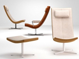 Lounge Chair and Ottoman with a X-Base