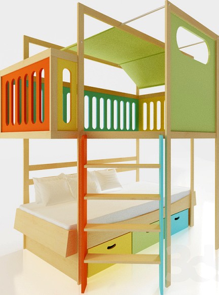 Calico loft bed with play