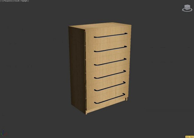 Large bedroom draw chest 3D Model