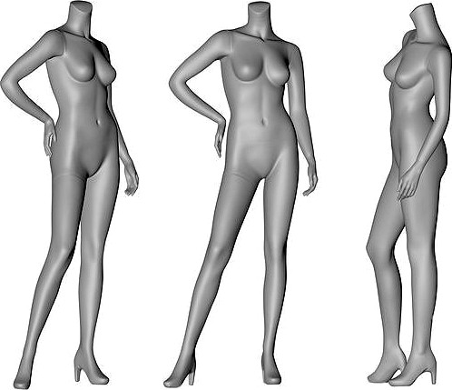 fashion female mannequin stand position no head 3d print model | 3D