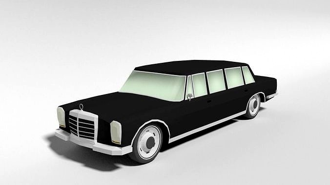 Low Poly Cartoon Retro Limousine