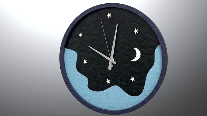 Wall Clock - Night Sky and Waves - Furniture Design
