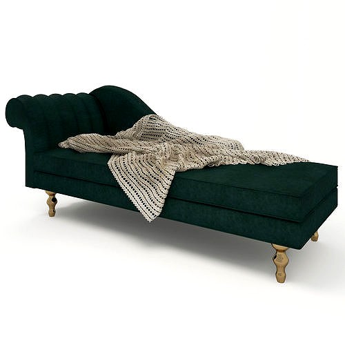 green sofa with knitted blanket