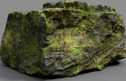 Low poly Sharp Rock Mossy 05 191219
