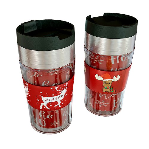 Thermo mug with a deer New Years thermos