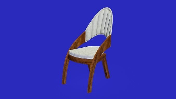 Modern wooden and white cotton chair