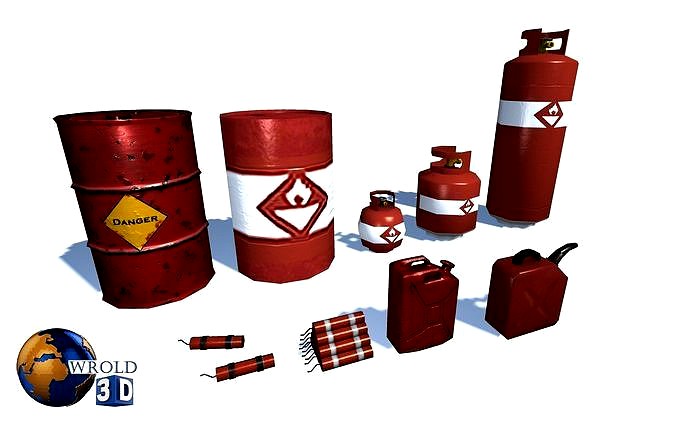 Explosive barrel cylinder Pack Lowpoly 3d model