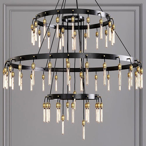 Restoration Hardware AXIS 3-TIER CHANDELIER 72 Black