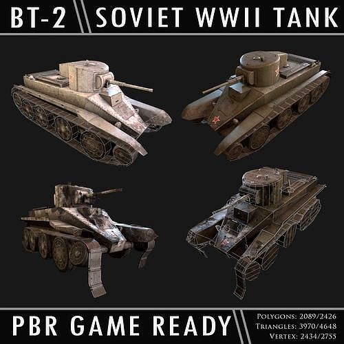 BT-2 PBR Unity Game Ready tank model
