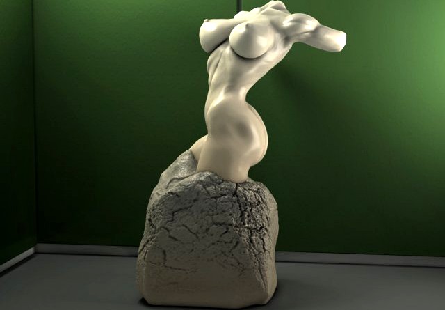 Sexy Female Torso Statue 3D Model