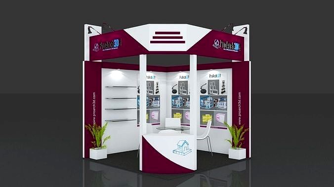 Exhibition stall 3d model 3 mtr x 3 mtr 3D model