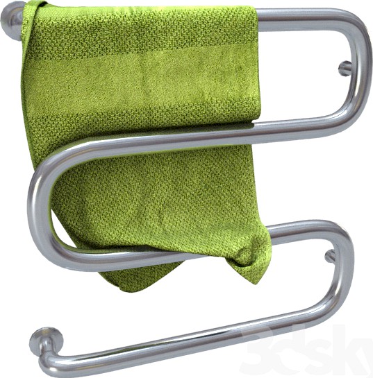 Heated towel rail with towel