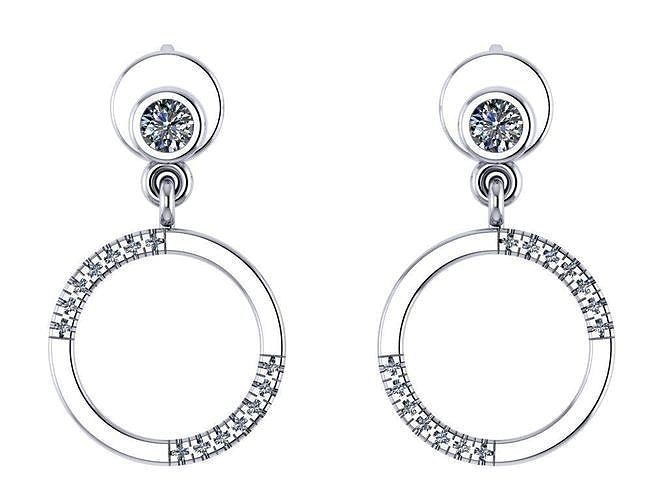 Diamond earrings studs  | 3D