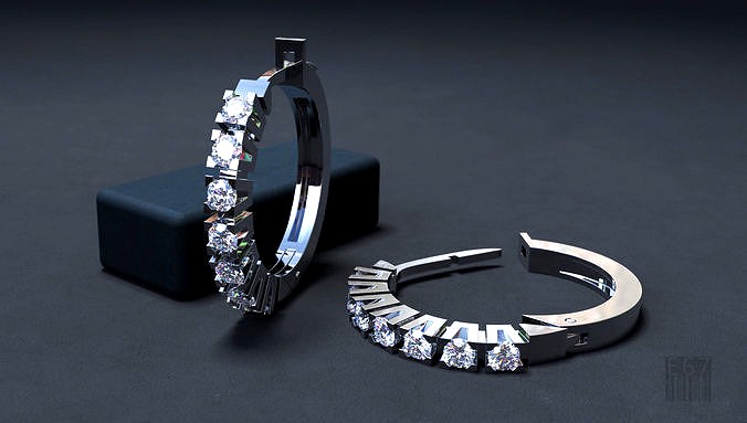 earrings with diamonds | 3D