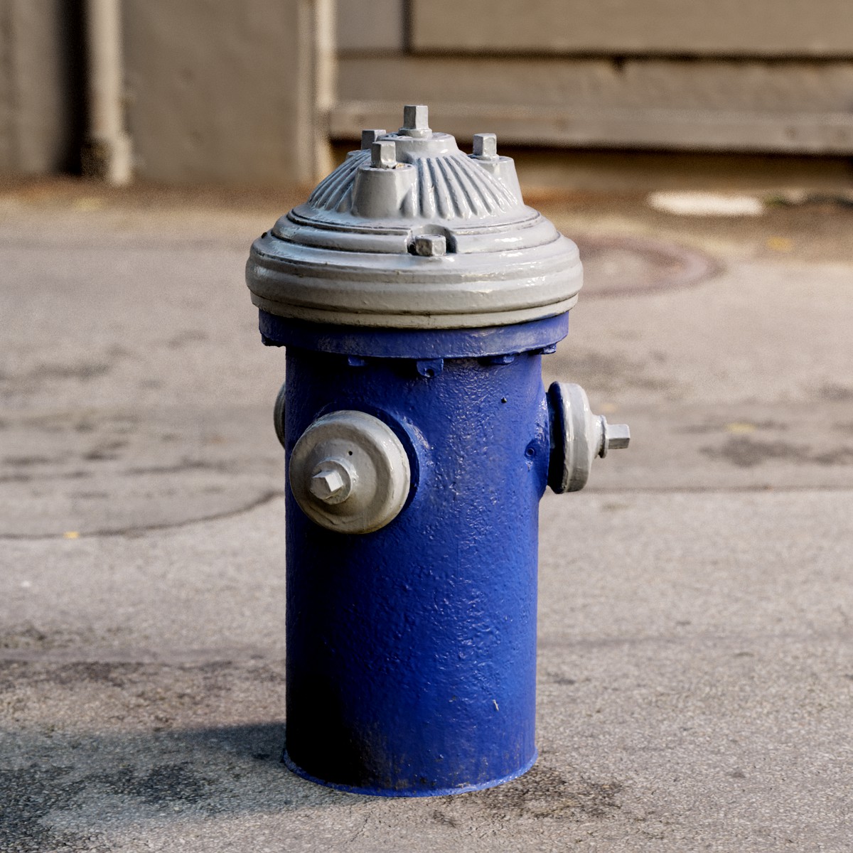 Blue and white fire hydrant