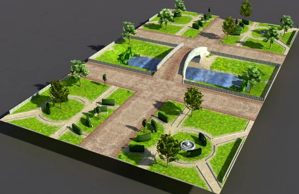 Low poly Park 3D Model
