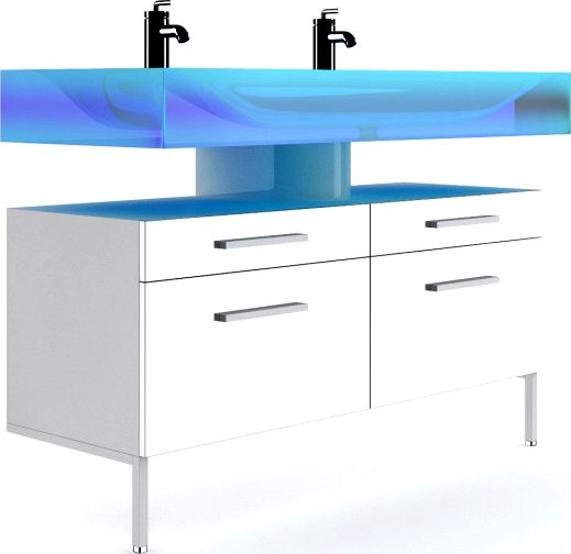 Double Blue Glass Sink 3D Model