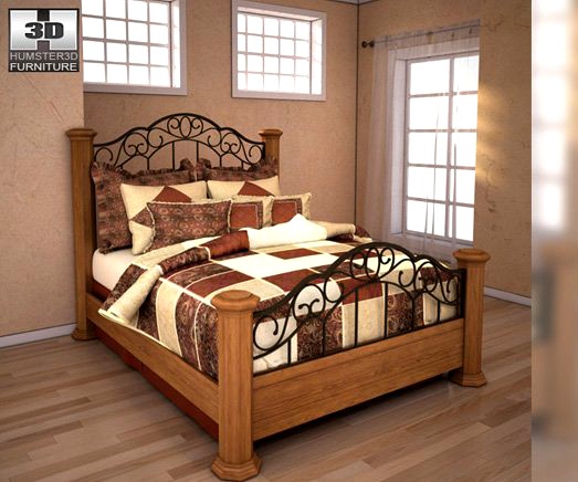 Ashley Rosalie Queen Poster Bed 3D Model