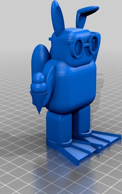 robot with jetpack bunny ears and flippers