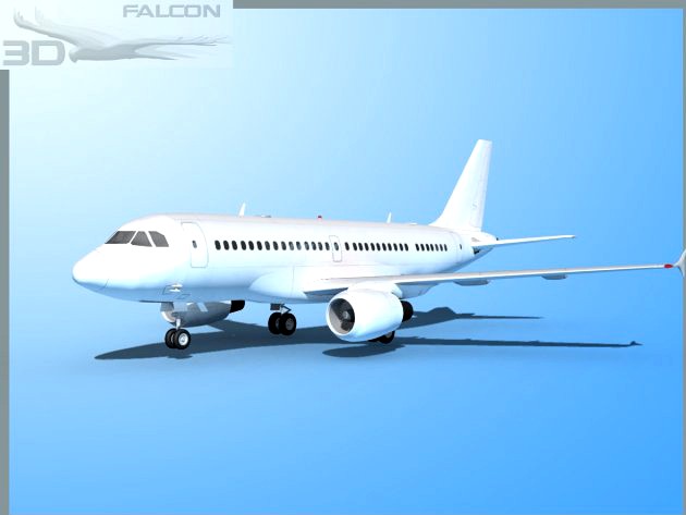 Falcon3D  A319  Unmarked 1 3D Model