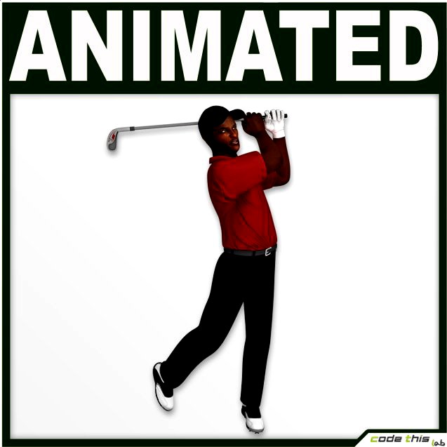 Black Golf Player CG 3D Model