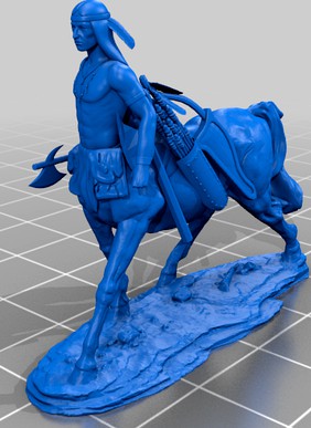 Plains Centaur with tomahawk and long hair