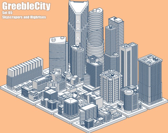 GreebleCity Set 05: Skyscrapers and High-rises