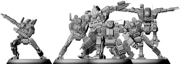 Quickdraw Spider Vulcan and Exterminator Fighting Poses - Battletech