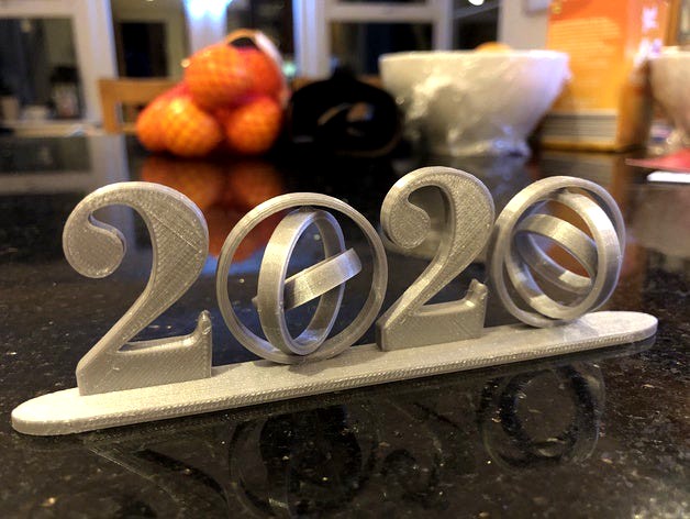 2020 New Year's Party ornament with gimbals.