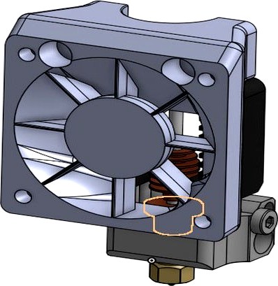Mosquito hotend fan duct with guide vane mod for BLV MGN Cube 3d printer