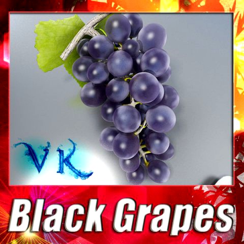 Black Grapes High Detail 3D Model