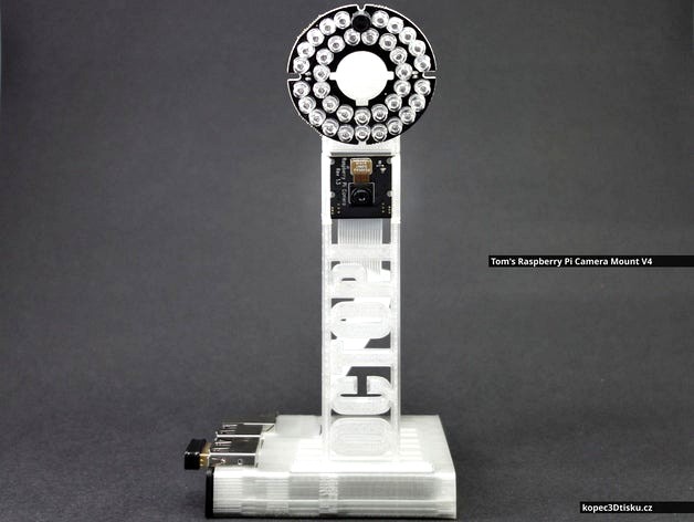 Tom's Raspberry Pi Camera Mount V4 + (optional) LED Mount V1 by tomulinek