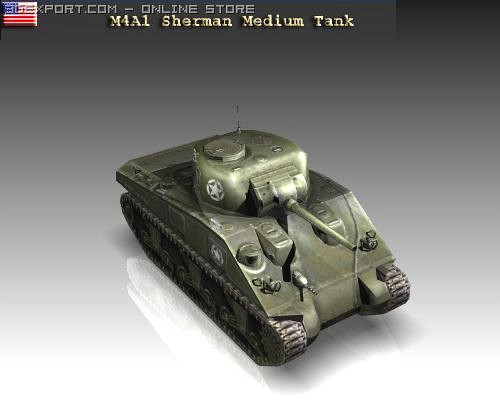 WW2 M4A1 Sherman Medium Tank 3D Model