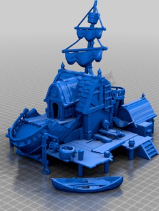 sea tavern - wrecked ship - terrain - low poly