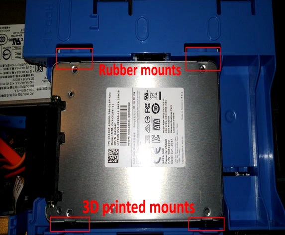 Replacement hard drive mounts for Dell OptiPlex 5050 (and similar) SFF PCs