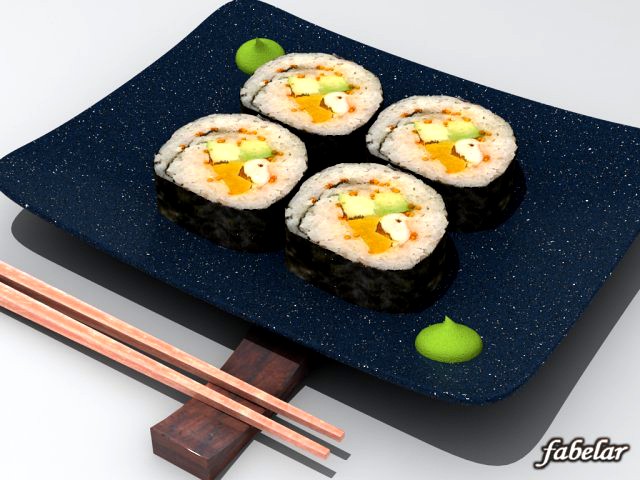 Futomaki california roll 3D Model