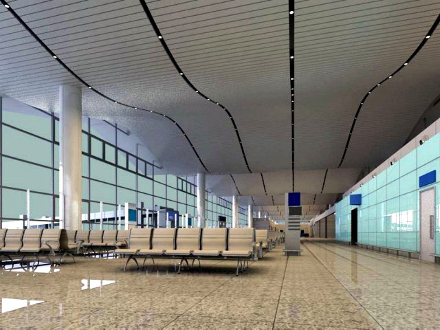 Lobby Space 092  Airport Lobby 3D Model