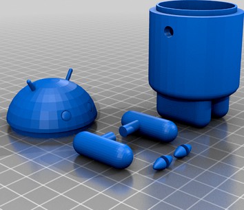 Android "Droid" robot box with moveable arms