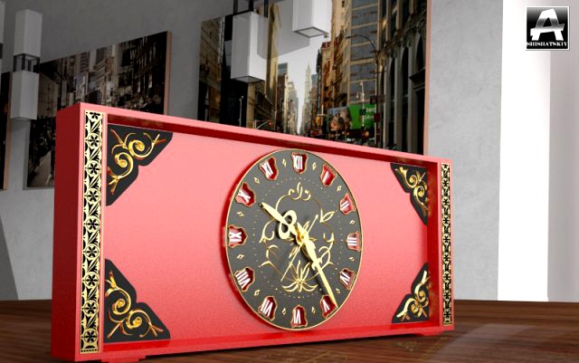 Red watch with gold thread 3D Model