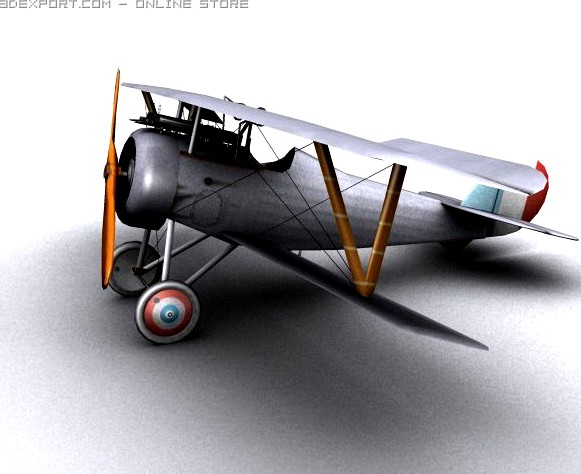 Nieuport 24 WW1 Biplane fighter 3D Model
