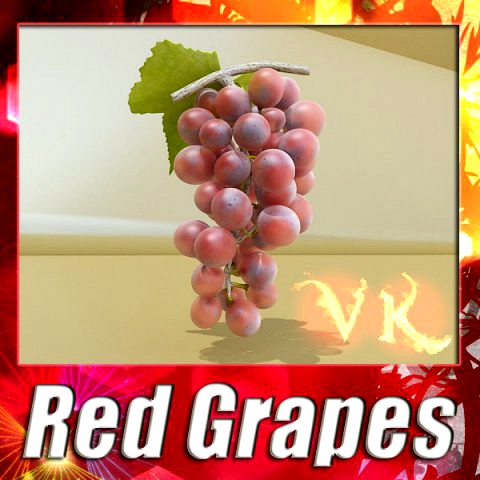 Red Grapes High Detail 3D Model