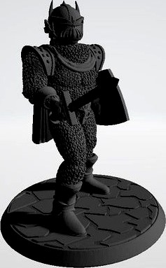 28mm Miniature Black Town / City Guard - Knight with Sword