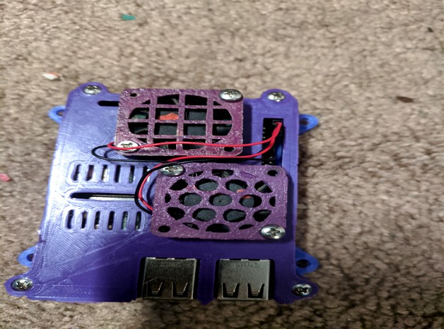 RaspiPi 3(B/B+) Dual 30mm Fan Case with Pi-Cam and DSI Display Mounts