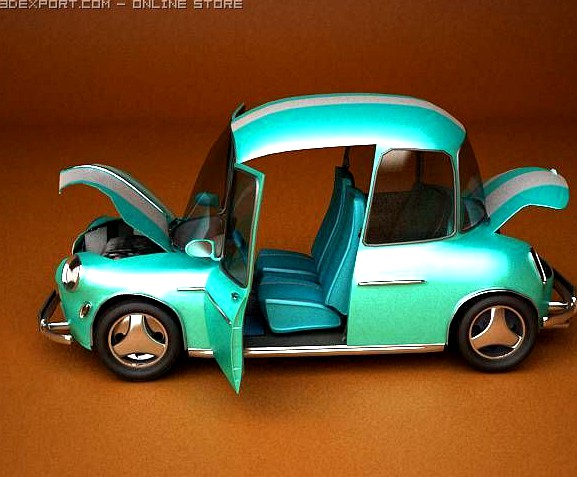 Car Cartoon with interior 3D Model
