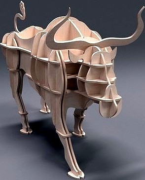 Designer plywood bull puzzle