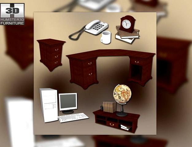 Home WorkPlace 3 Set 3D Model