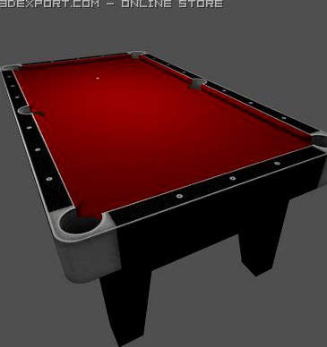 Low Poly Billiards Table Red 3D Model