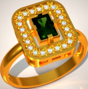 Ring with emerald STL 3D Model