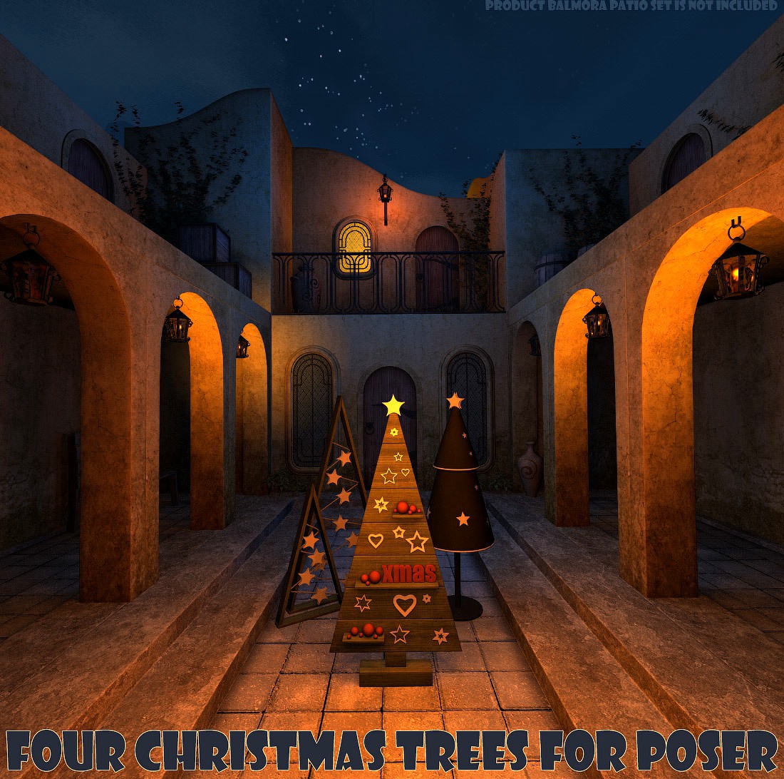 Four Christmas trees for Poser