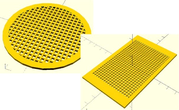 OpenSCAD grid generator (round and rectangular)